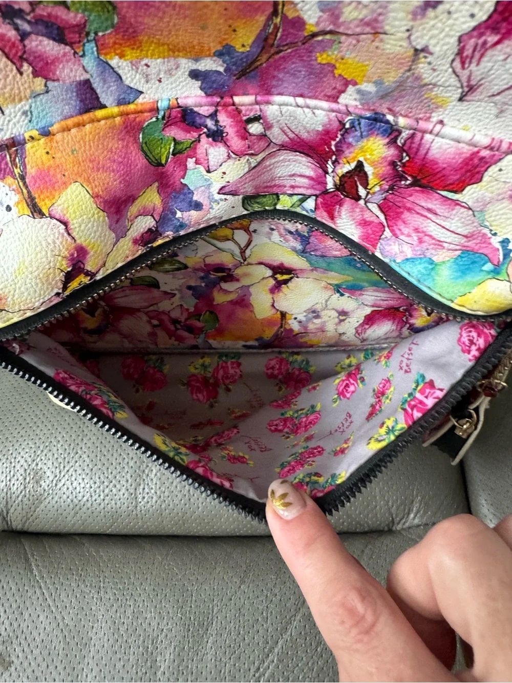Betsey Johnson Watercolor Floral Backpack + Heart Coin Pouch